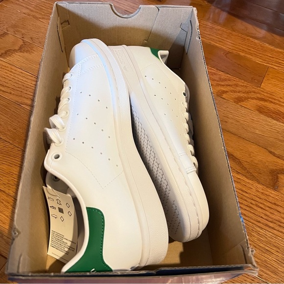 Adidas Originals Stan Smith Mens Sneaker 8‎ White Green Athletic Leather Lace Up - Picture 13 of 17